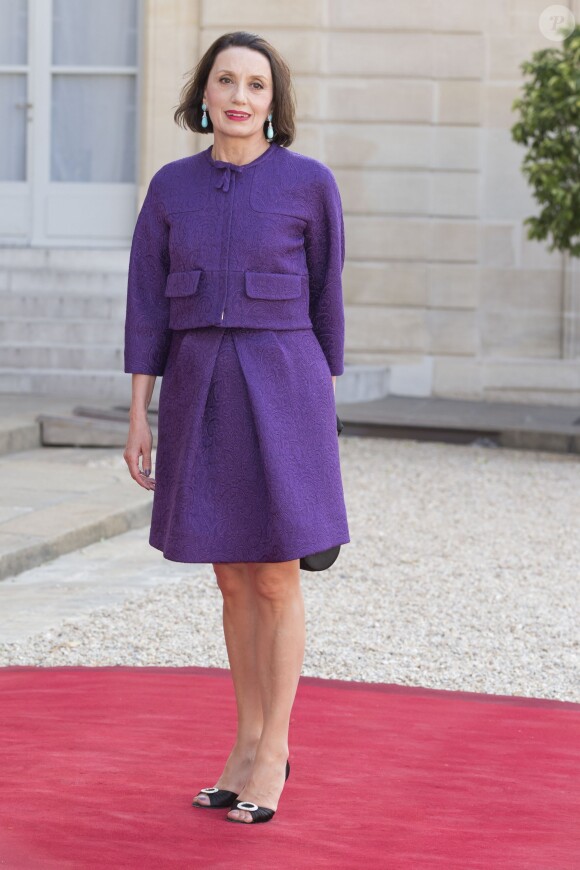 Luz Casal arrivant à l'Elysée le 2 juin 2015 pour le dîner officiel organisé en l'honneur de la visite d'Etat du roi Felipe VI et de la reine Letizia d'Espagne.