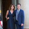 François Cluzet et sa femme Narjiss à l'Elysée le 2 juin 2015 pour le dîner officiel organisé en l'honneur de la visite d'Etat du roi Felipe VI et de la reine Letizia d'Espagne.