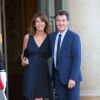 François Cluzet et sa femme Narjiss Slaoui-Falcoz arrivant à l'Elysée le 2 juin 2015 pour le dîner officiel organisé en l'honneur de la visite d'Etat du roi Felipe VI et de la reine Letizia d'Espagne.