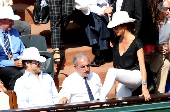 Renaud Capuçon, Jean Gachassin et Caroline Nielsen lors du tournoi de tennis de Roland-Garros à Paris le 3 juin 2015