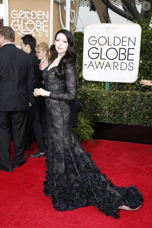 Laura Prepon, qui incarne Alex Vause dans Orange is the New Black, à la 72e cérémonie annuelle des Golden Globe Awards à Beverly Hills, le 11 janvier 2015.