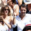 Nicolas Bedos et Doria Tillier dans les tribunes lors de la finale dames des Internationaux de tennis de Roland-Garros à Paris, le 6 juin 2015.