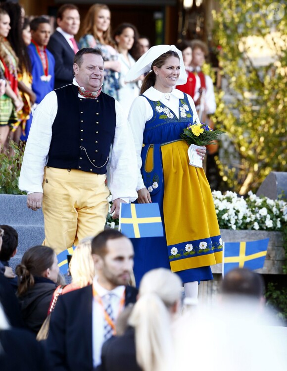 La princesse Madeleine de Suède, enceinte de 8 mois, à Skansen lors de la Fête nationale le 6 juin 2015 à Stockholm.