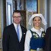 La princesse Victoria et le prince Daniel de Suède lors de la réception au palais à Stockholm le 6 juin 2015 pour la Fête nationale.