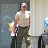 Exclusif - Harrison Ford se rendant  à l'aéroport de Santa Monica pour voir l'avancement des réparations de son avion avec lequel il a eu un accident en mars dernier, le 4 juin 2015.