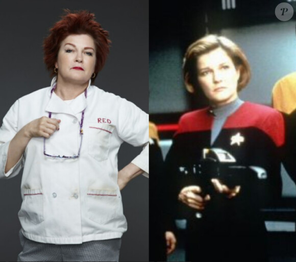 Kate Mulgrew dans "Orange is the New Black" en 2013 et dans la série "Star Trek: Voyager" en 1994.