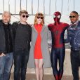  Matt Tolmach, Dane Dehaan, Emma Stone, Spider-Man, Jamie Foxx, Avi Arad &agrave; New York le 24 avril 2014. 