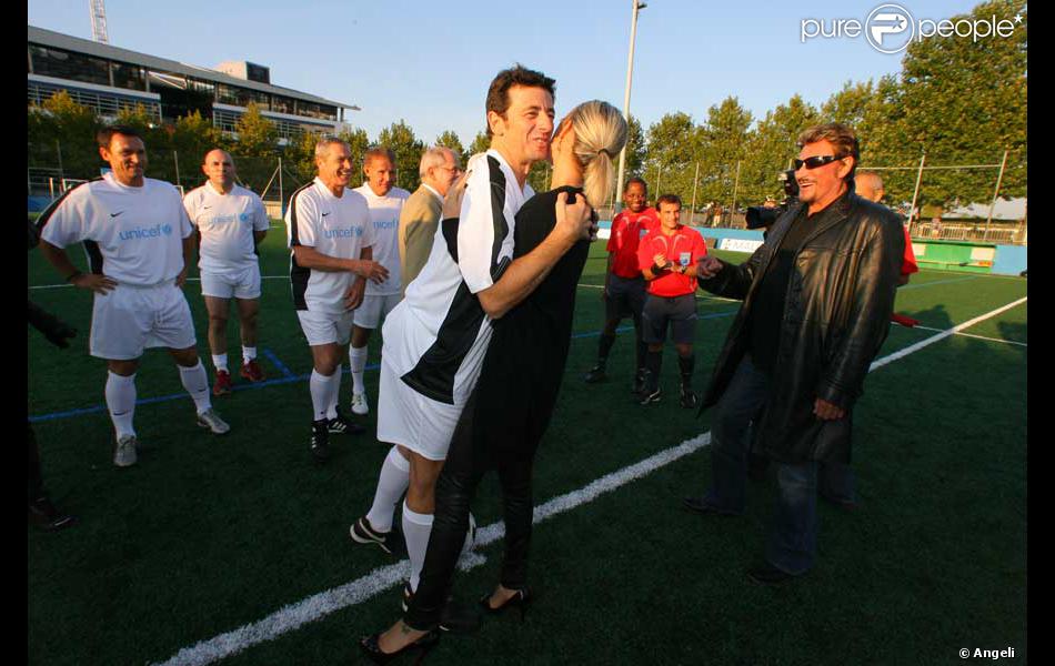 Match De Gala A Clichy Patrick Bruel Embrasse Laeticia Hallyday Purepeople