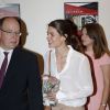 Le prince Albert II de Monaco, Charlotte Casiraghi, Camille Gottlieb - Représentation en avant-première du documentaire "Rainier III en films" au théâtre des Variétés à Monaco le 22 juin 2015.