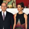 Le prince Albert II de Monaco, Charlotte Casiraghi et Gad Elmaleh lors de la soirée de clôture du Jumping de Monte-Carlo, à Monaco le 27 juin 2015