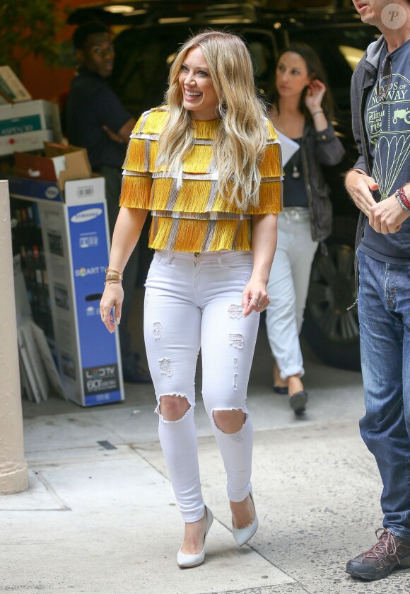 Hilary Duff quitte les studios ABC à New York le 15 juin 2015. 