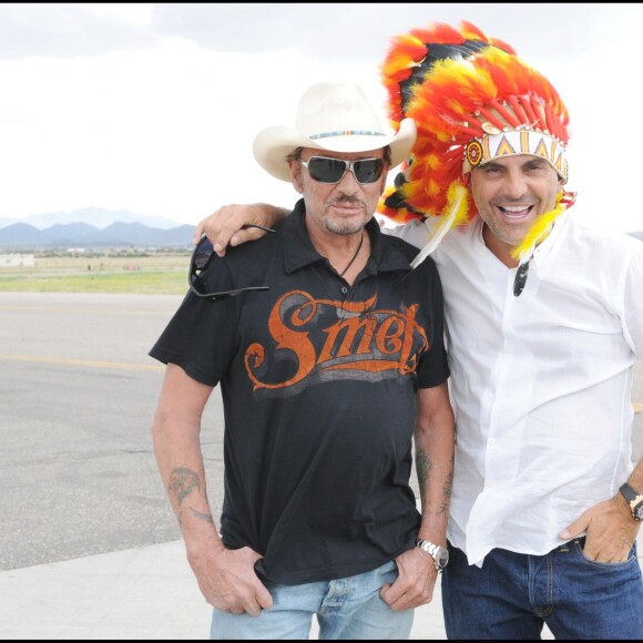 EXCLUSIF - JOHNNY HALLYDAY EST INVITE PAR CHRISTIAN AUDIGIER A SANTA FE POUR ESSAYER SA NOUVELLE MOTO AVEC DES AMIS 21/06/2008 - Santa Fe