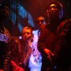 Miley Cyrus en compagnie de Mike Will Made It, John Wall, French Montana, Future & Young Swae sur le tournage d'une vidéo pour Drinks On Us au Sound Nightclub d'Hollywood, Los Angeles, le 8 juillet 2015