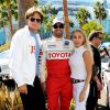 Caitlyn Jenner, son ex-femme Linda Thompson et leur fils Brody à la Celebrity Race of 2012 Toyota Grand Prix, dans les rues de Long Beach le 14 avril 2012