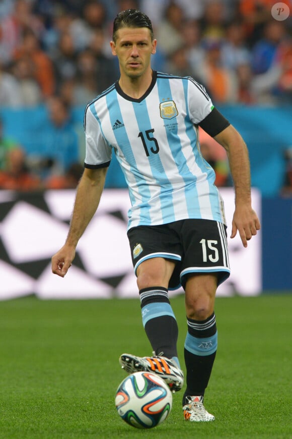 Martin Demichelis avec l'Argentine en juillet 2014 lors de la Coupe du monde au Brésil