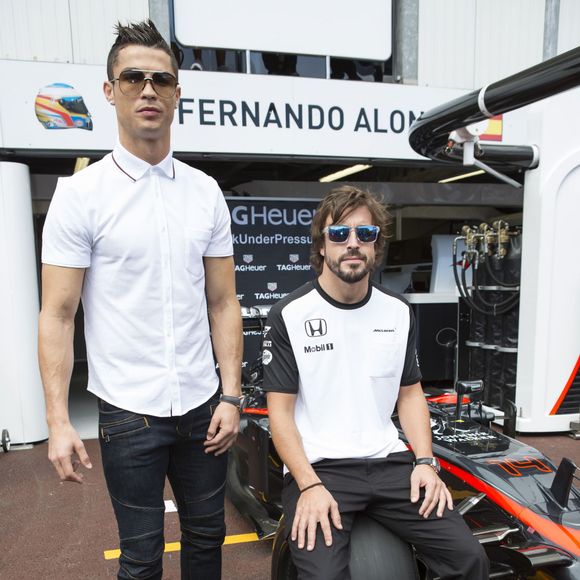 Cristiano Ronaldo et Fernando Alonso lors du Grand Prix de Monaco, le 24 mai 2015
