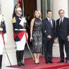 François Hollande, Enrique Peña Nieto et sa femme Angélica Rivera - Dîner d'État pour le président des États unis mexicains Enrique Peña Nieto au palais de l'Élysée, à Paris le 16 juillet 2015.