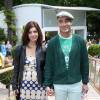 Jean-Marc Barr et sa compagne  au village des Internationaux de France de tennis de Roland Garros à Paris, le 1er juin 2014