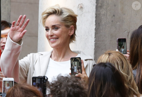 Sharon Stone en shooting pour la marque Galderma à Berlin le 28 mai 2015.