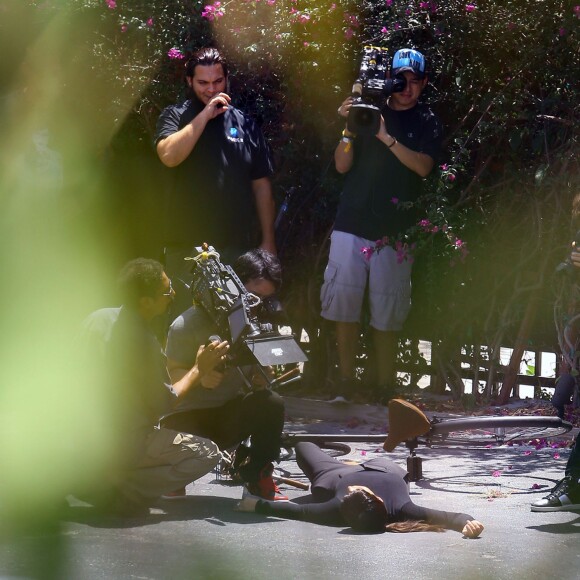 Exclusif - Kim Kardashian tourne une publicitée pour Hype Energy Drinks à Miami, le 15 avril 2014.