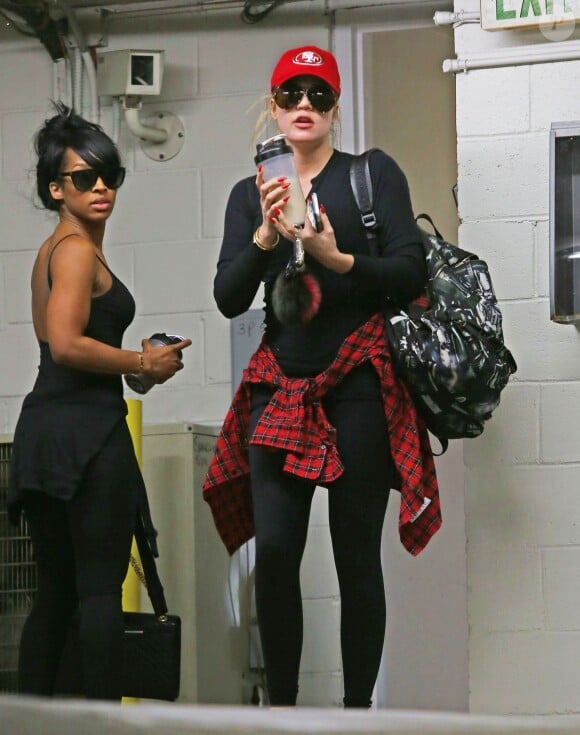 Malika Haqq et Khloé Kardashian arrivent à leur salle de gym à Beverly Hills, le 3 août 2015.