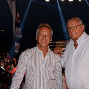 Semi-Exclusif - Gérard Lanvin et Daniel Moyne lors de la troisième édition de la soirée "Fight Night" à Saint-Tropez au coeur de La Citadelle, le 4 août 2015