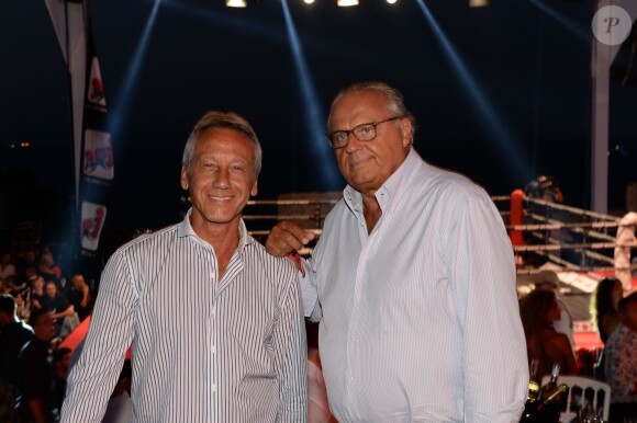 Semi-Exclusif - Gérard Lanvin et Daniel Moyne lors de la troisième édition de la soirée "Fight Night" à Saint-Tropez au coeur de La Citadelle, le 4 août 2015