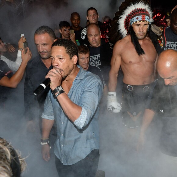 Semi-Exclusif - JoeyStarr et Jérôme Le Banner lors de la troisième édition de la soirée "Fight Night" à Saint-Tropez au coeur de La Citadelle, le 4 août 2015