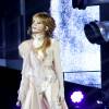 Mylène Farmer sur la scène de Bercy, à Paris, pour la première date de la tournée Timeless 2013, le 7 septembre 2013