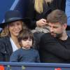 Gerard Piqué, sa compagne Shakira et leur fils Milan assistent à un match de tennis lors du "Trophée Conde Godo" à Barcelone, le 26 avril 2015.  