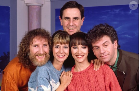Le Club Dorothée avec Dorothée, Ariane, Corbier, Jacky et Patrick Simpson-Jones, en 1989.