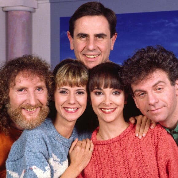 Le Club Dorothée avec Dorothée, Ariane, Corbier, Jacky et Patrick Simpson-Jones, en 1989.