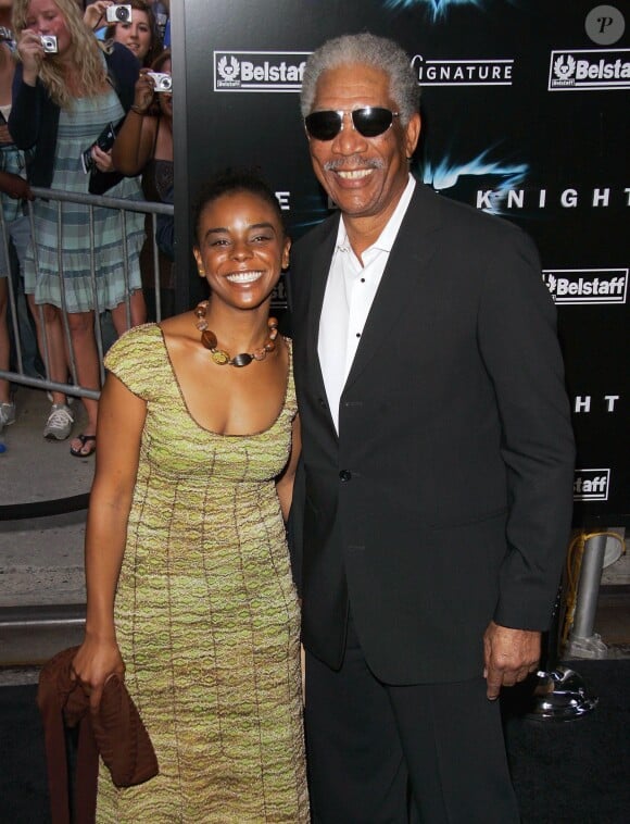 Morgan Freeman et sa petite fille E'Dena Hines à la première de "The Dark Night" à New York le 14 juillet 2008. 