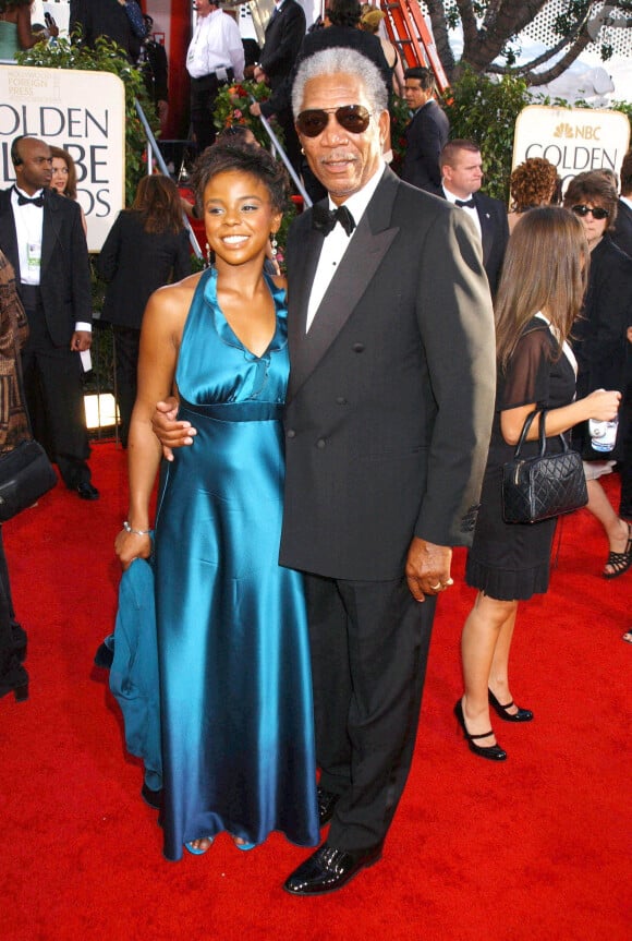 Morgan Freeman et sa petite fille E'Dena Hines à la cérémonie des 62ème Golden Globes à Los Angeles le 16 janvier 2005. 