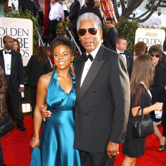 Morgan Freeman et sa petite fille E'Dena Hines à la cérémonie des 62ème Golden Globes à Los Angeles le 16 janvier 2005. 