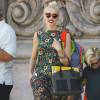 Gwen Stefani, radieuse en compagnie de ses parents Dennis et Patti et de ses enfants Kingston et Zuma, quitte une église à l'issue d'une messe à Universal City. Le 23 août 2015.