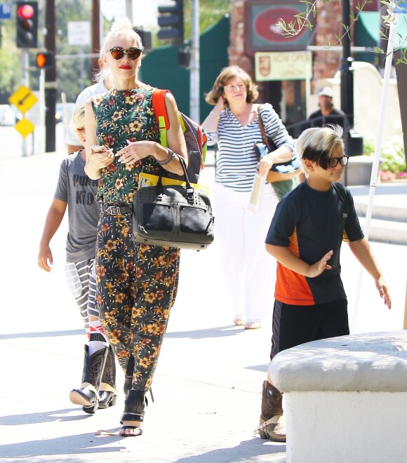 Gwen Stefani, ses parents Dennis et Patti et ses deux garçons Kingston et Zuma à Universal City, le 23 août 2015.