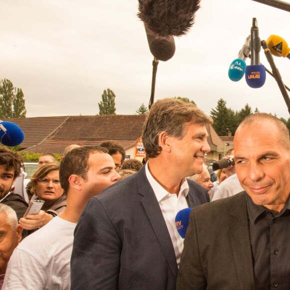 Arnaud Montebourg et Yanis Varoufakis - Fête de la Rose à Frangy-en-Bresse le 23 août 2015.