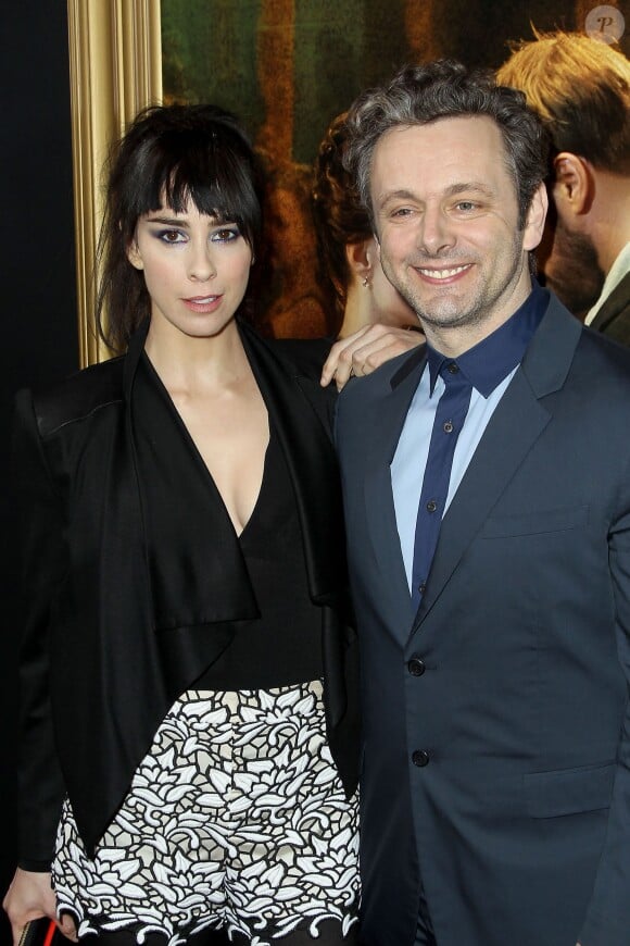 Sarah Silverman et son compagnon Michael Sheen à New York, le 27 avril 2015. 