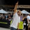 Pete Sampras - Les plus grands joueurs de tennis mondiaux ont fait une démonstration au "Nike's NYC Street Tennis" à New York le 24 août 2015