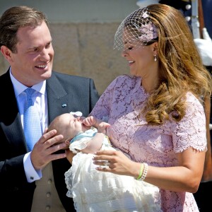 Baptême de la princesse Leonore de Suède en la chapelle du palais Drottningholm à Stockholm, le 8 juin 2014. La princesse Madeleine de Suède, son mari Christopher O'Neill et leurs enfants la princesse Leonore et le prince Nicolas, se sont installés à Londres en août 2015. Le baptême du petit dernier aura lieu le 11 octobre.