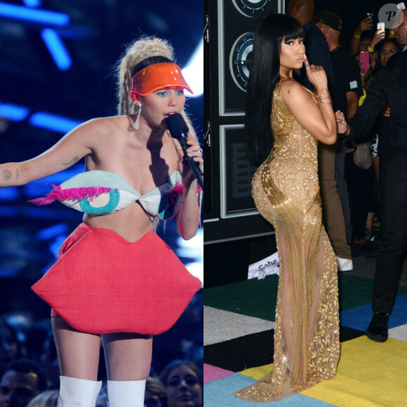 Miley Cyrus et Nicki Minaj - Soirée des MTV Video Music Award,s à Los Angeles, le 30 août 2015