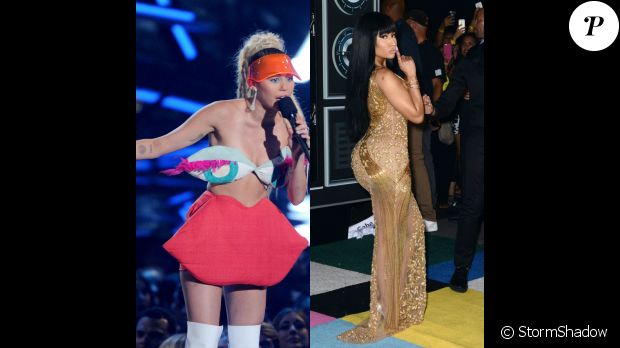 Nicki Minaj et Miley Cyrus lors de la cérémonie des MTV VMA&#039;s Awars, le 31 août 2015 à Los Angeles. (crédit vidéo Storm)