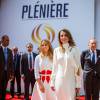 Jordan's Queen Rania Al Abdullah, with her eldest daughter Princess Iman bint Abdullah (L), attends 'MEDEF' (French managers union) Summer 2015 University Conference on August 26, 2015 in Jouy-en-Josas, France. Photo by Royal Palace via Balkis Press/ABACAPRESS.COM28/08/2015 - Paris