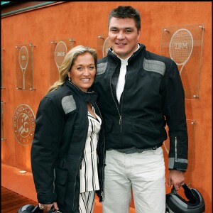 David Douillet et sa femme Valérie à Roland-Garros, le 3 juin 2005