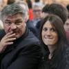 Exclusif - David Douillet et sa nouvelle compagne Vanessa lors du congrès fondateur des Républicains au Paris Events Center de la Porte de la Villette, à Paris le 30 mai 2015