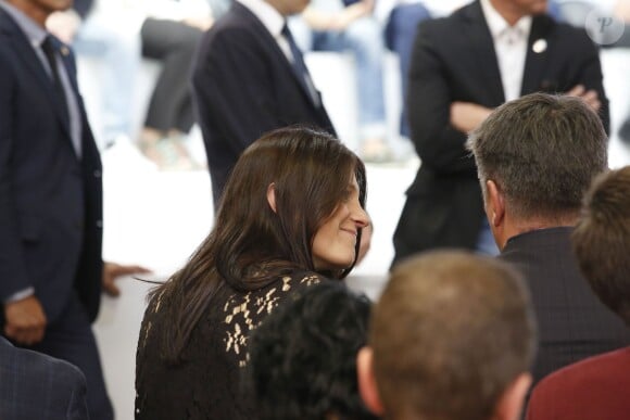 Exclusif - David Douillet et sa nouvelle compagne Vanessa lors du congrès fondateur des Républicains au Paris Events Center de la Porte de la Villette, à Paris le 30 mai 2015