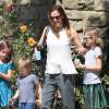 Jennifer Garner se rend à l'église avec ses enfants Violet, Seraphina et Samuel à Pacific Palisades, le 30 août 2015.