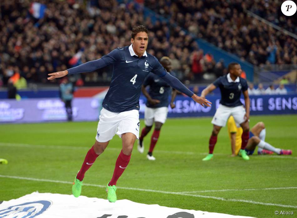 Raphaël Varane après son but contre le Brésil en match ...