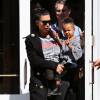 Kim Kardashian, enceinte, sa fille North West (2 ans) et Jason Binn de sortie à New York, le 7 septembre 2015.